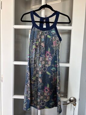Prana Navy Floral Tank Dress